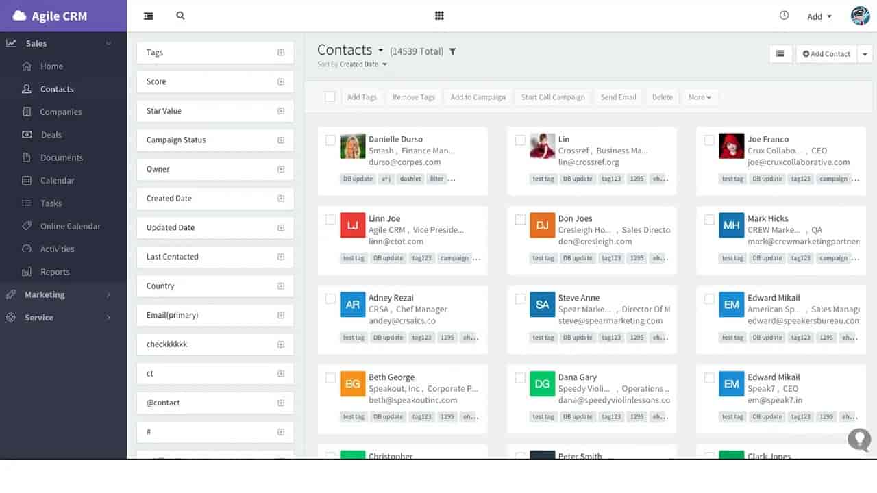 Screenshot of Agile CRM