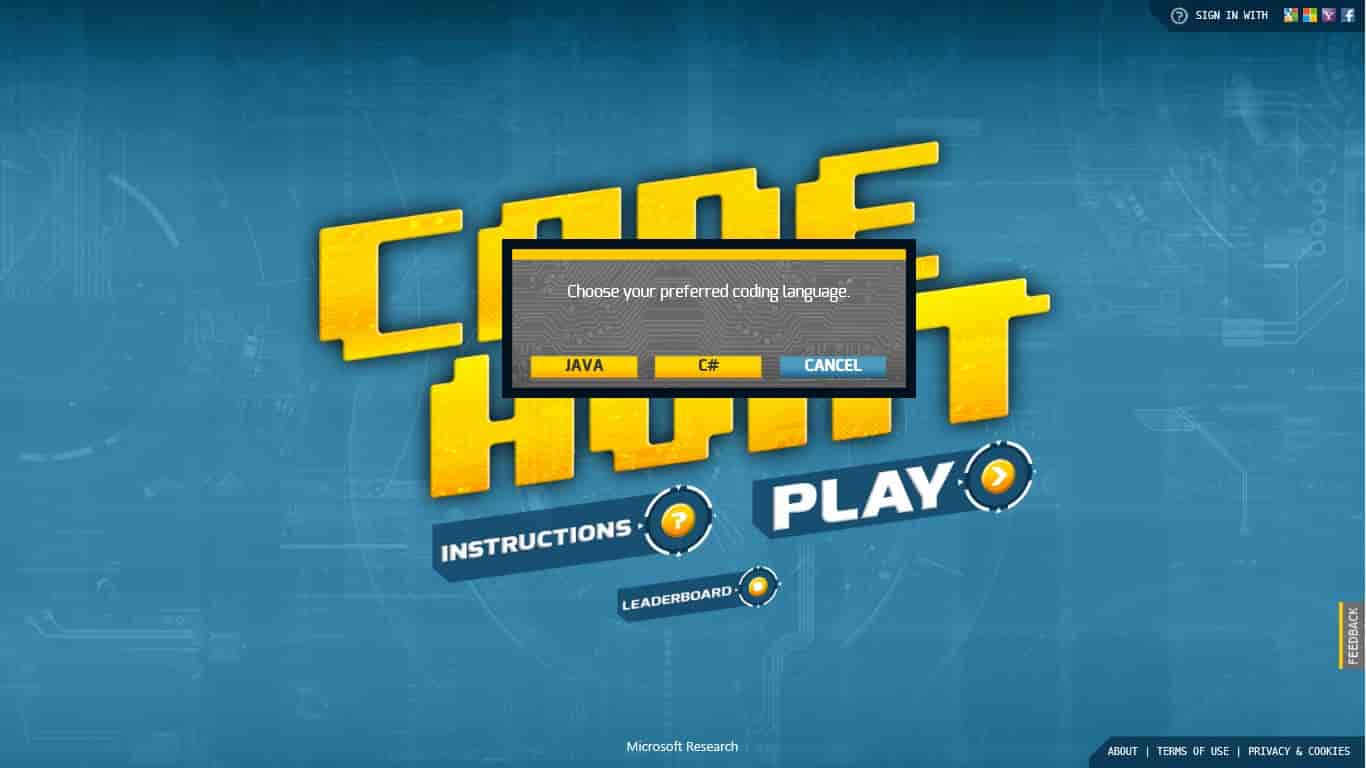 Screenshot of Code Hunt