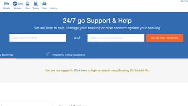 Screenshot of Goibibo