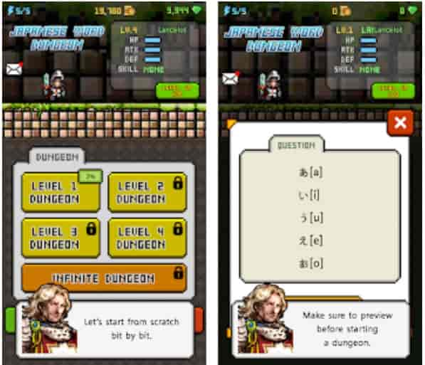 Screenshot of Japanese Dungeon: Learn J-Word