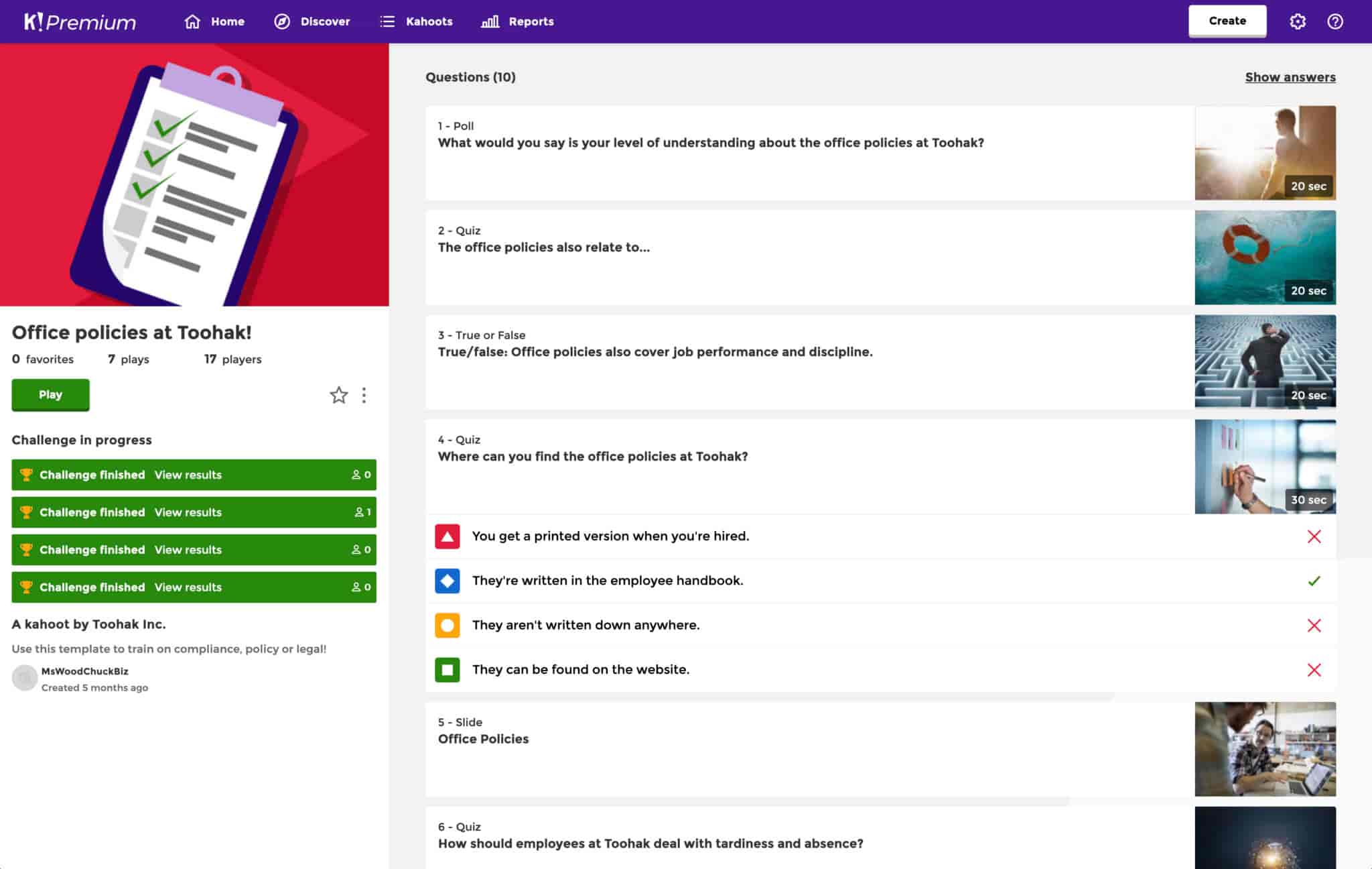 Screenshot of Kahoot!