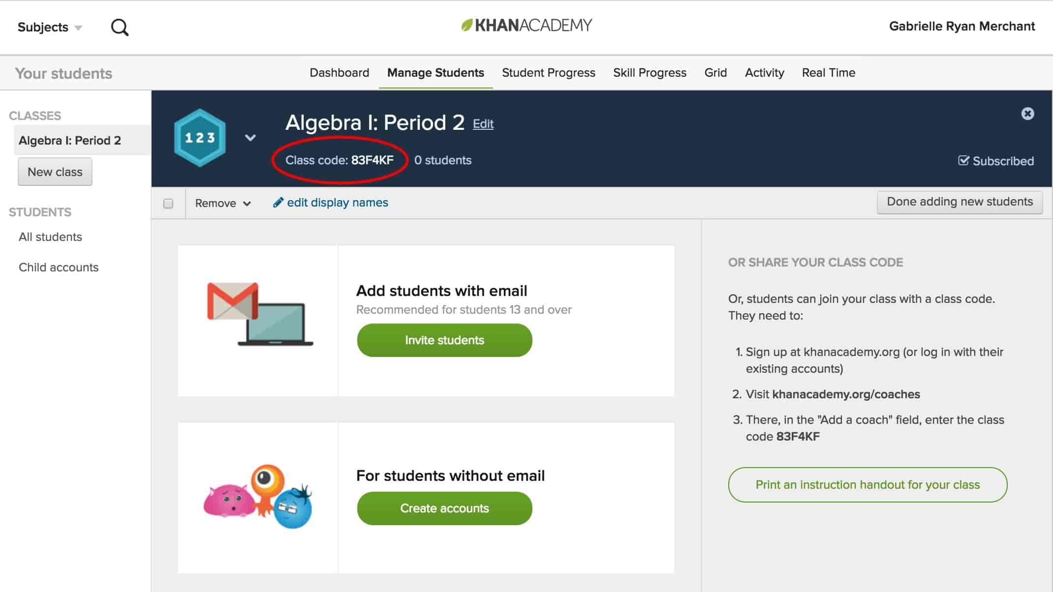 Screenshot of Khan Academy