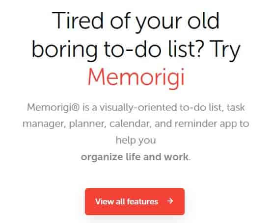 Screenshot of Memorigi