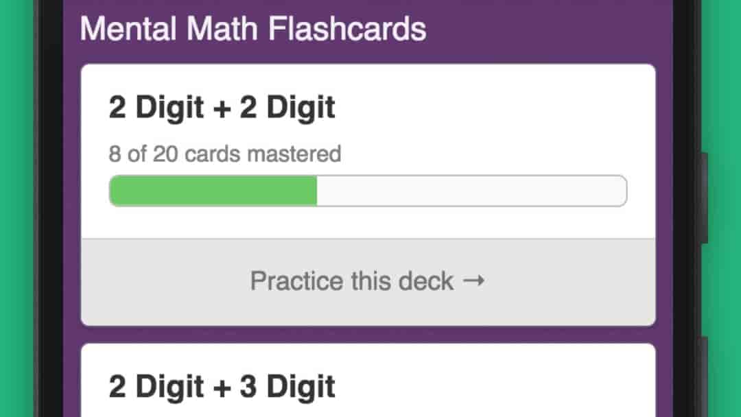 Screenshot of Mental Math Practice