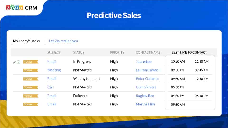 Screenshot of Zoho CRM