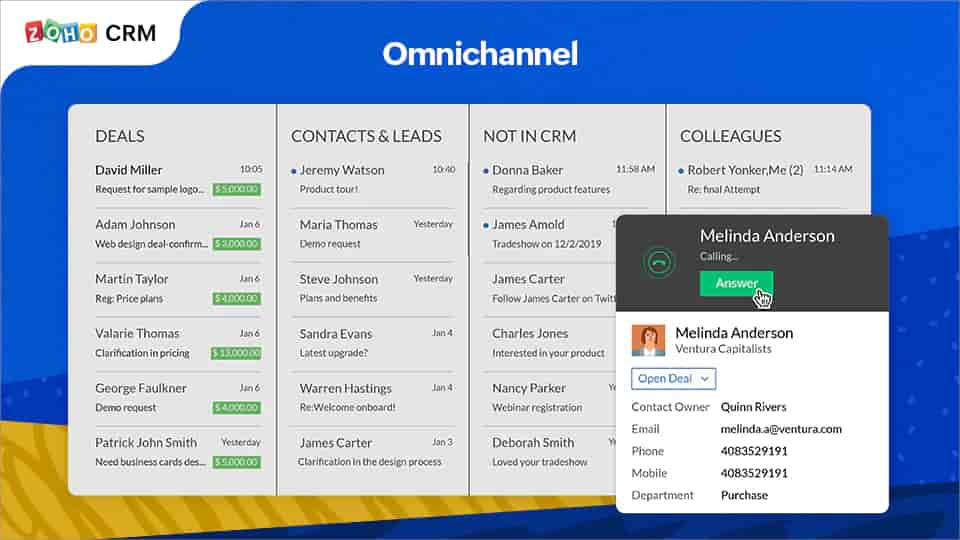 Screenshot of Zoho CRM