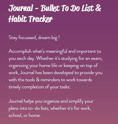 Screenshot of Bullet journal
