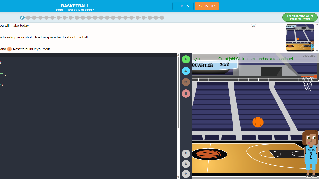 Screenshot of Codesters Basketball