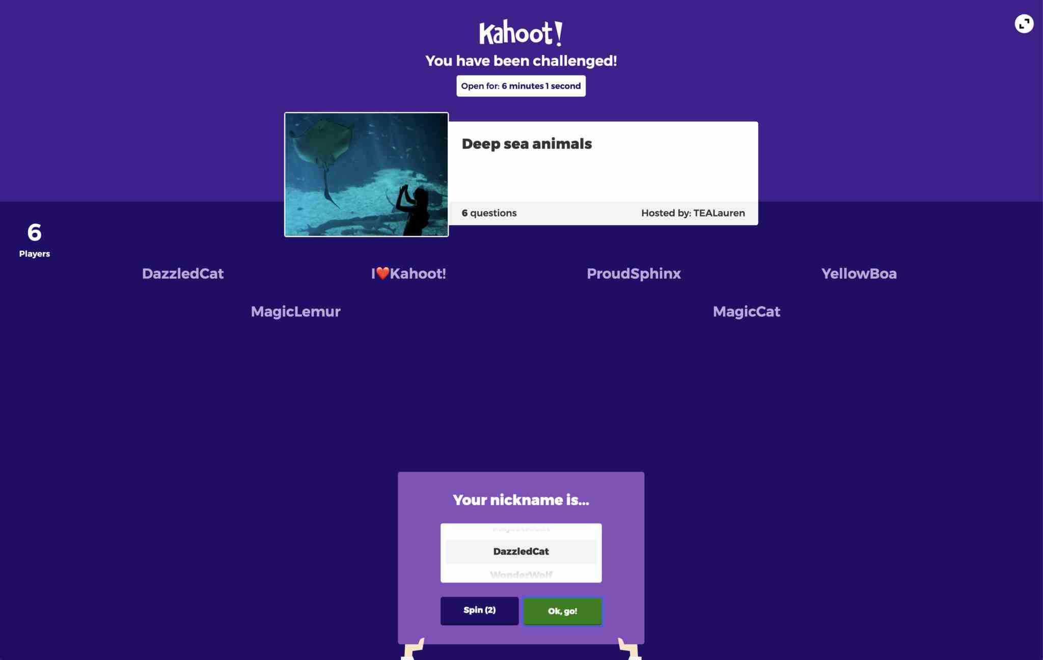 Screenshot of Kahoot!