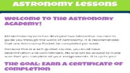 Screenshot of Astronomy for Kids