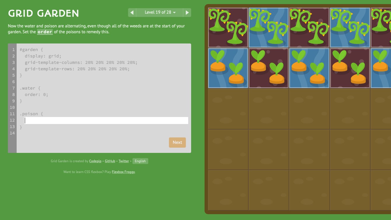 Screenshot of CSS Grid Garden